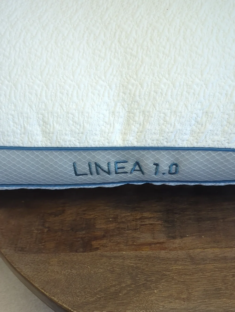Never Used Linea 1.0 White Pillow with Blue Trim Bedgear